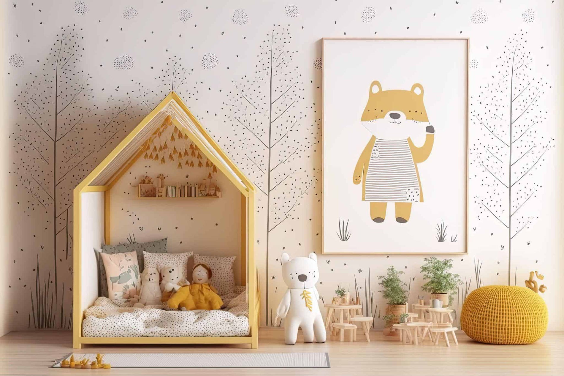 Wall model in a room for children