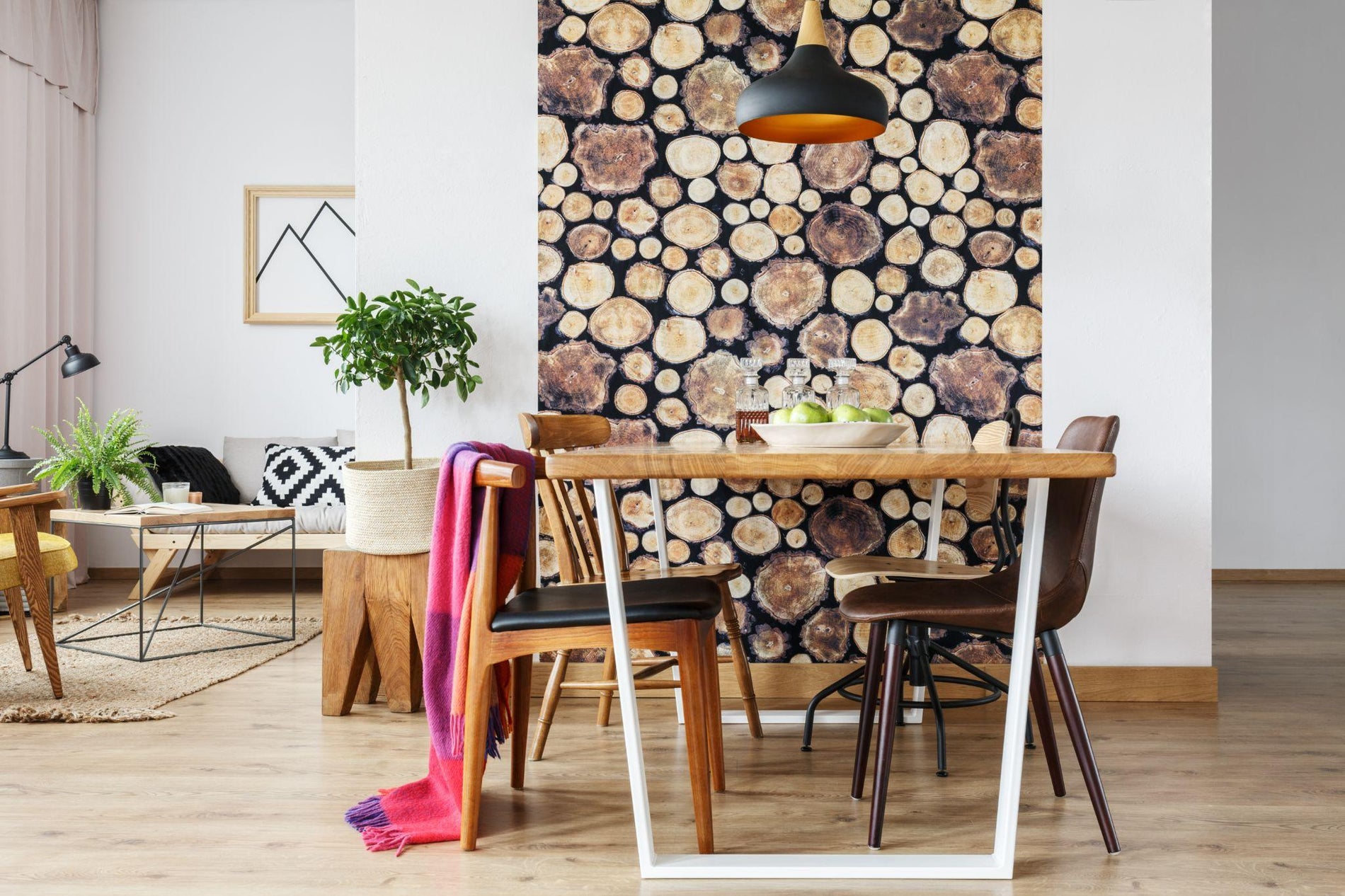 Wood log texture wallpaper